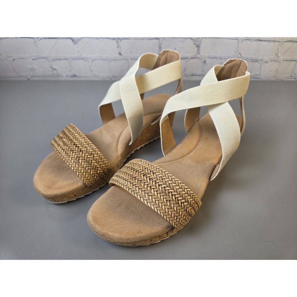 Easy Spirit 9.5 Wide Lorena Wedge Sandal Light Natural New In Box